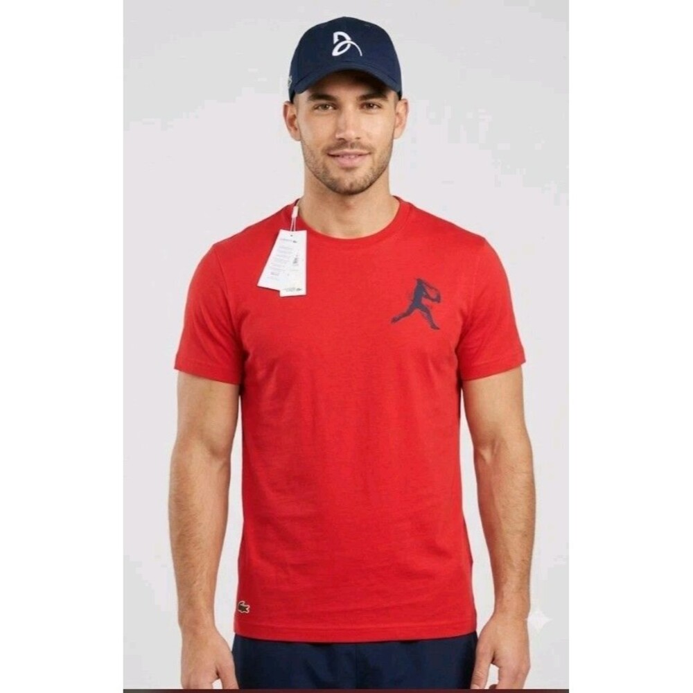 Lacoste Sport Novak Djokovic Shirt Size M Red Regular Fit Plus Lacoste Cap New